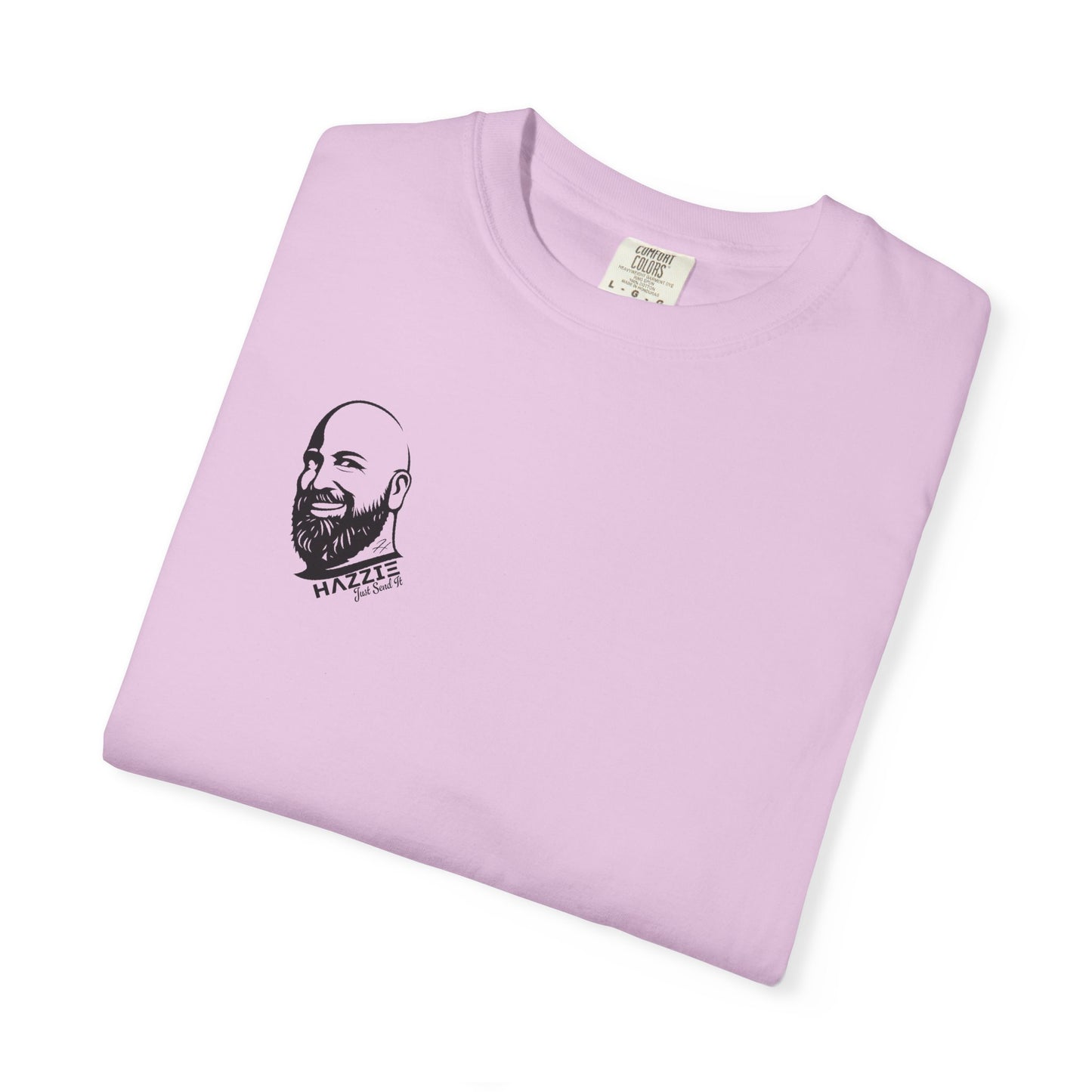 HAZZIE 'Just Send It' T-Shirt — Black & White Logo Front, Large Back Text