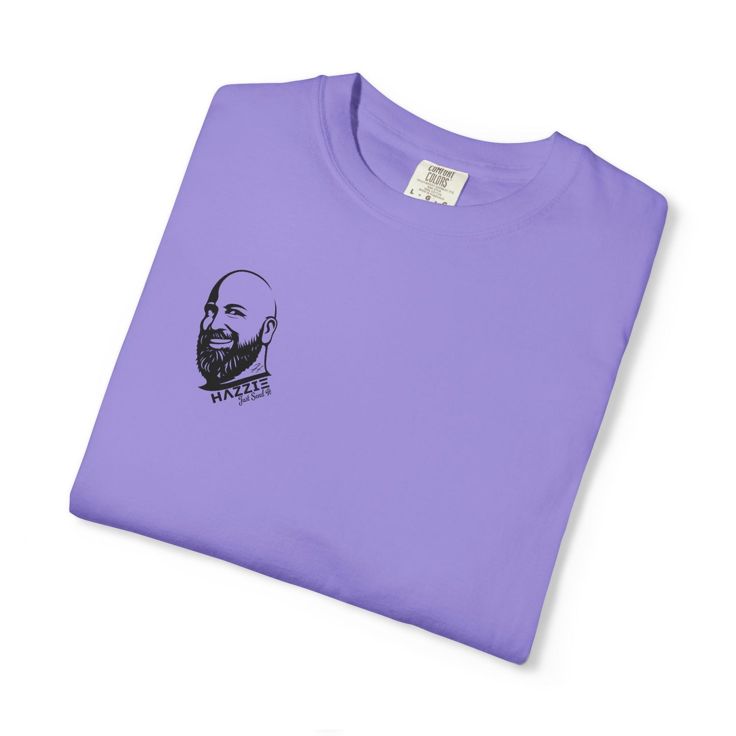 HAZZIE 'Just Send It' T-Shirt — Black & White Logo Front, Large Back Text