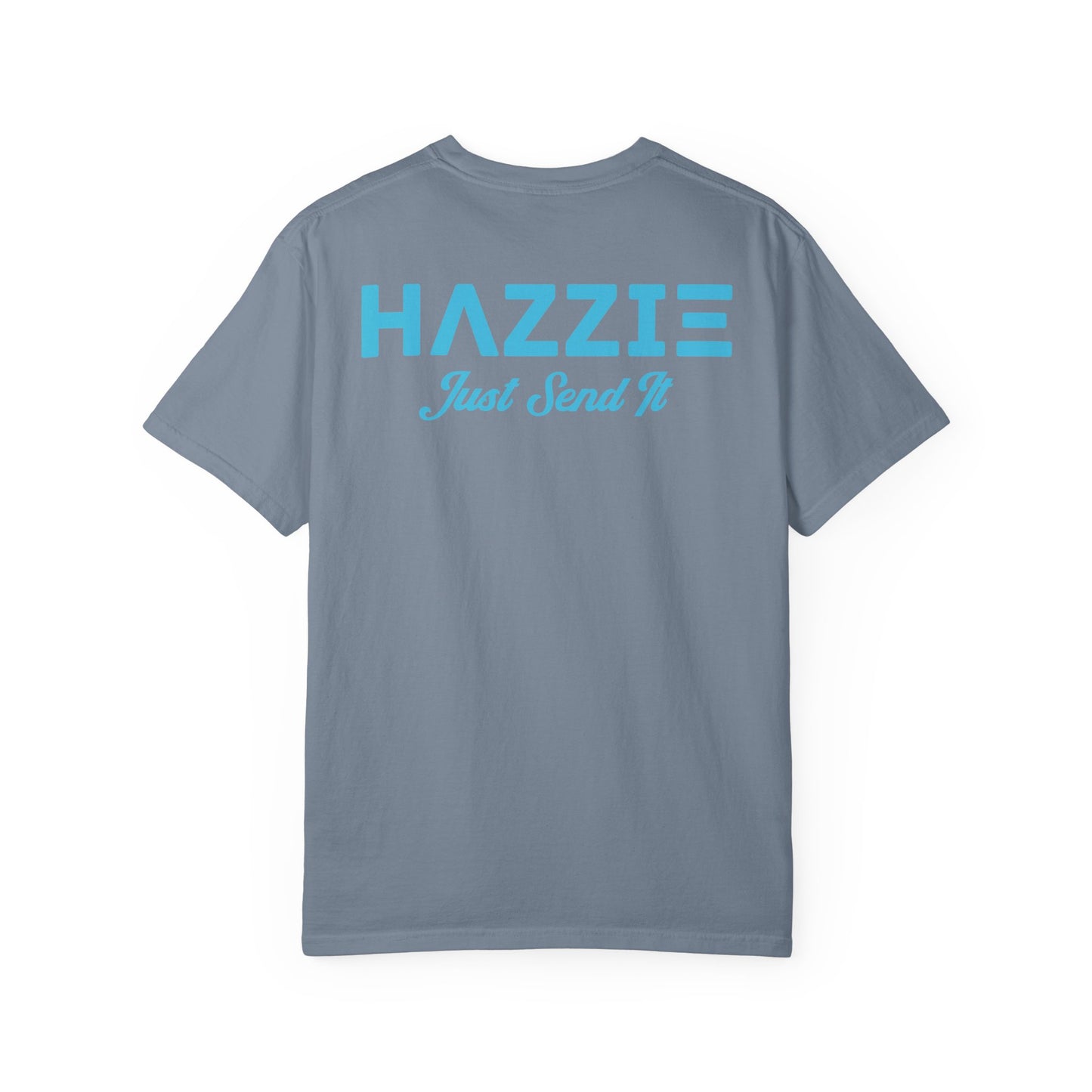 HAZZIE 'Just Send It' T-Shirt — Black & White Logo Front, Large Back Text
