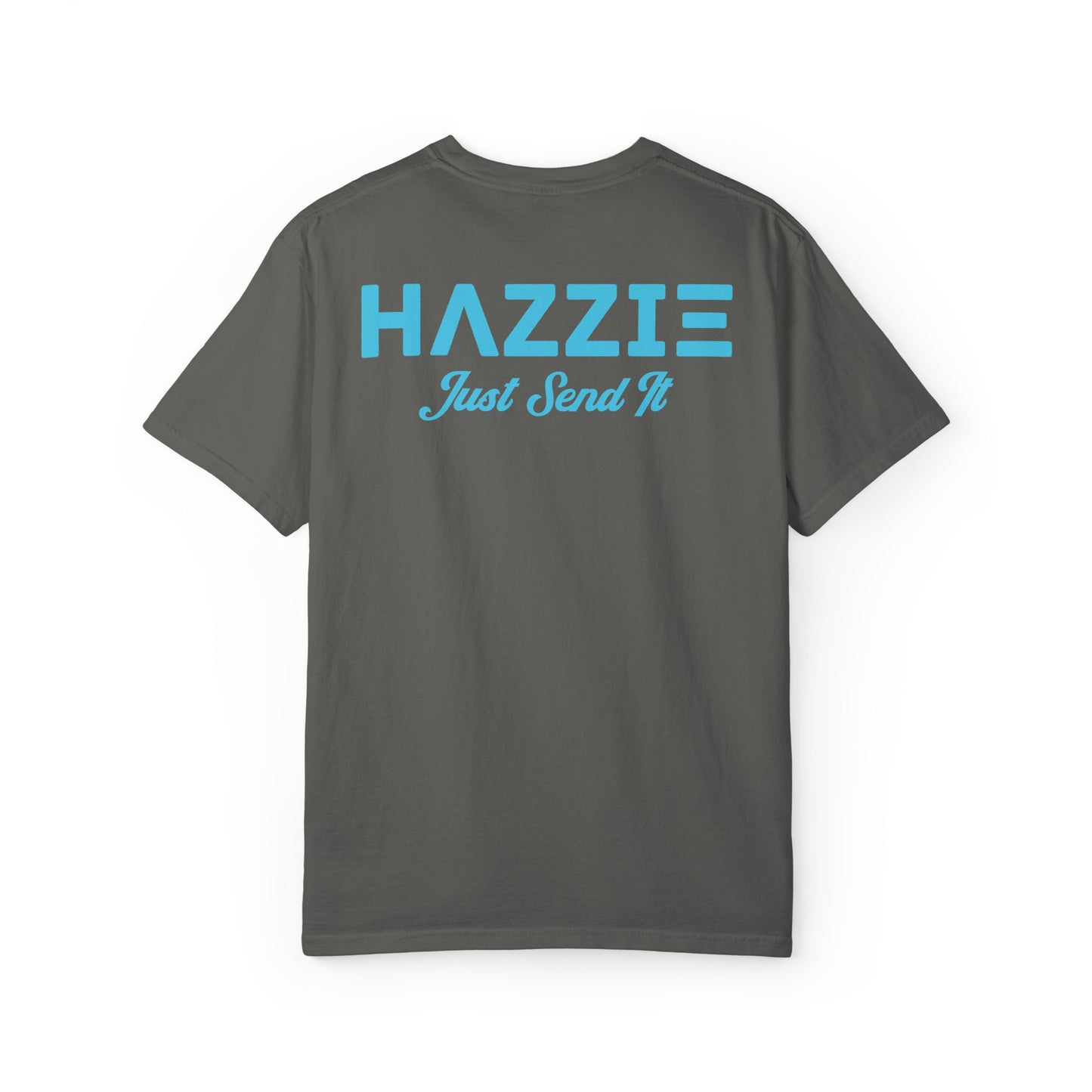 HAZZIE 'Just Send It' T-Shirt — Black & White Logo Front, Large Back Text