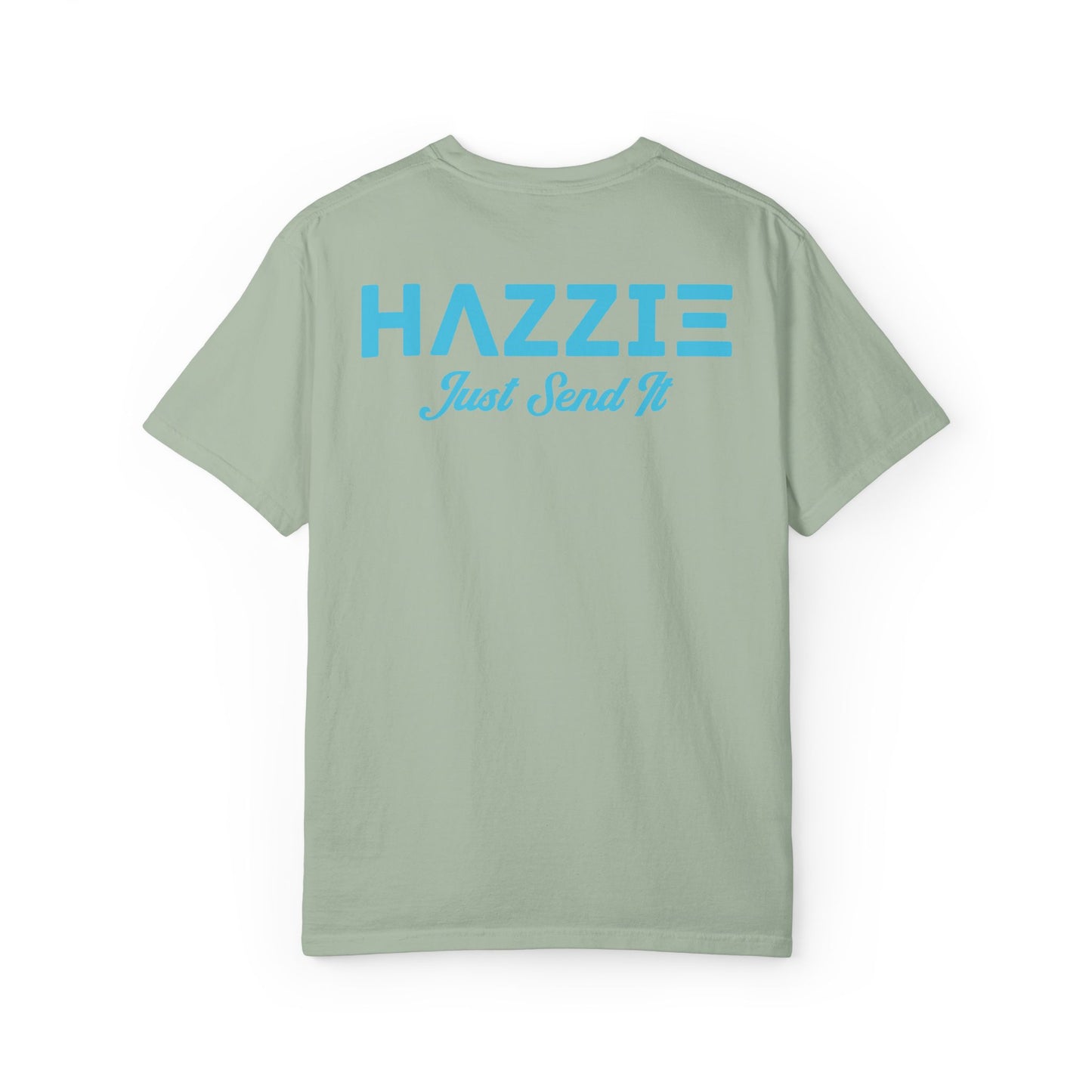 HAZZIE 'Just Send It' T-Shirt — Black & White Logo Front, Large Back Text