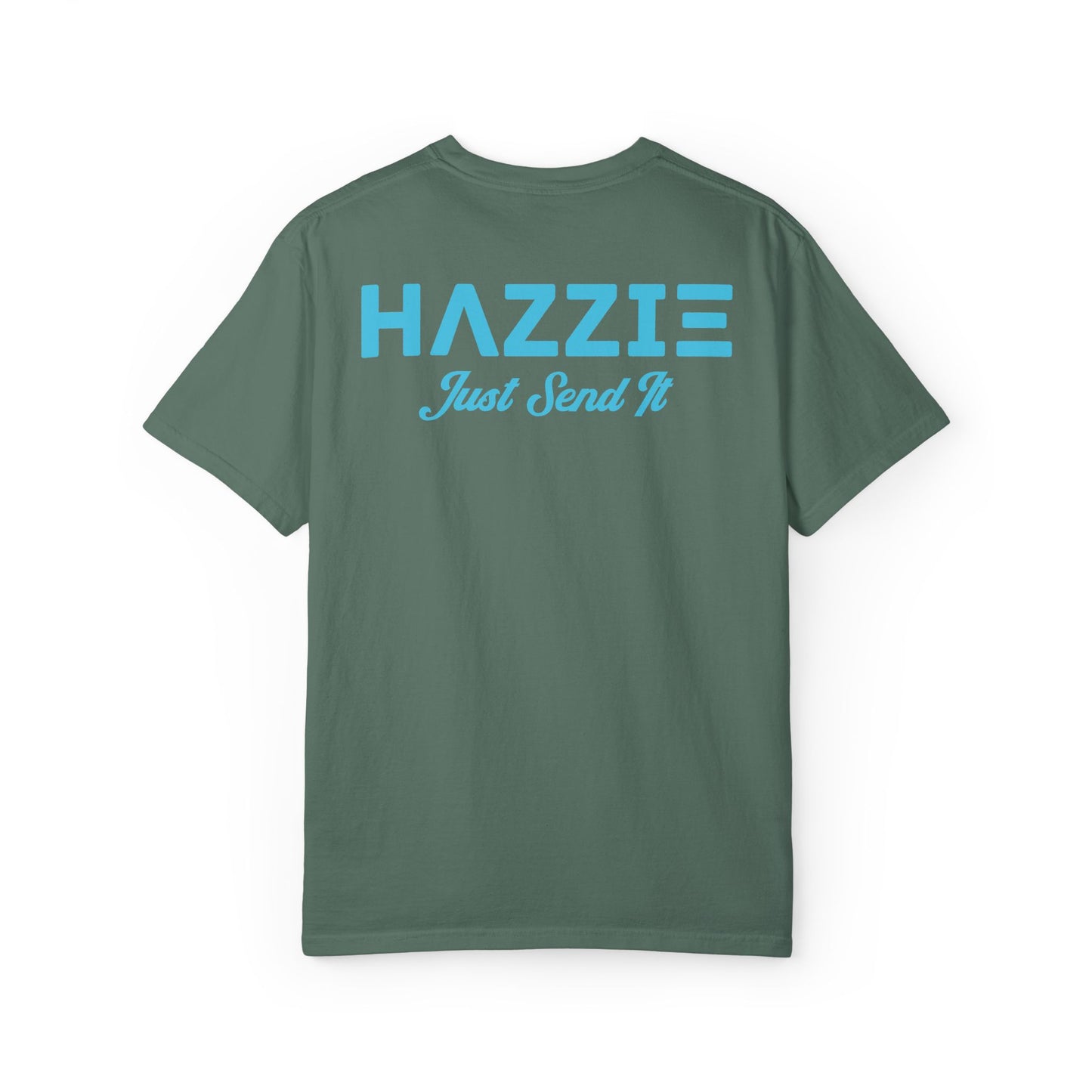 HAZZIE 'Just Send It' T-Shirt — Black & White Logo Front, Large Back Text