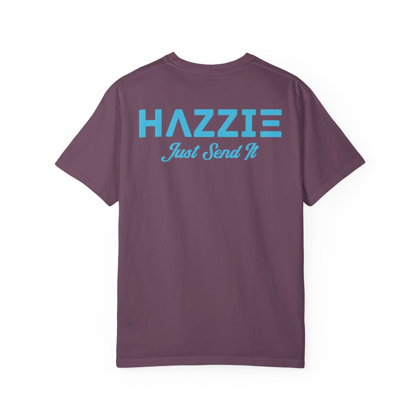 HAZZIE 'Just Send It' T-Shirt — Black & White Logo Front, Large Back Text