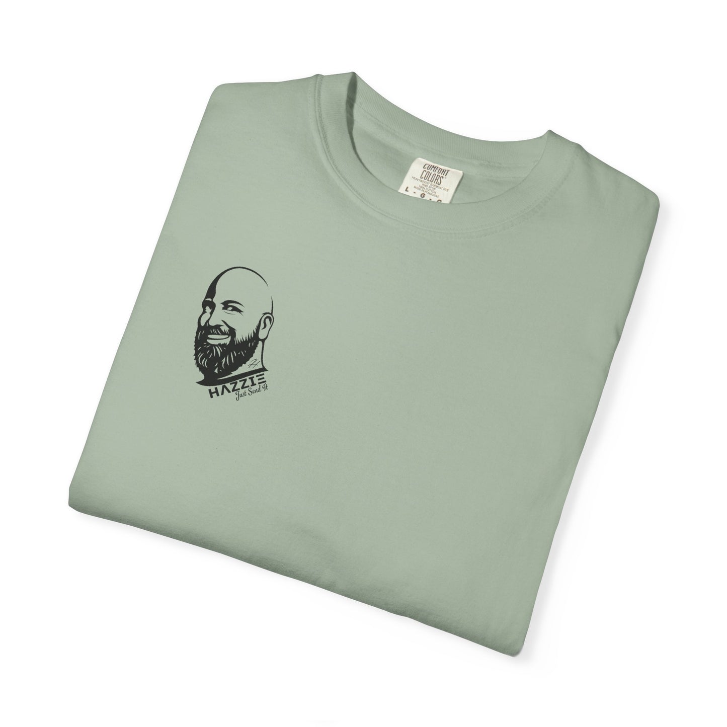 HAZZIE 'Just Send It' T-Shirt — Black & White Logo Front, Large Back Text