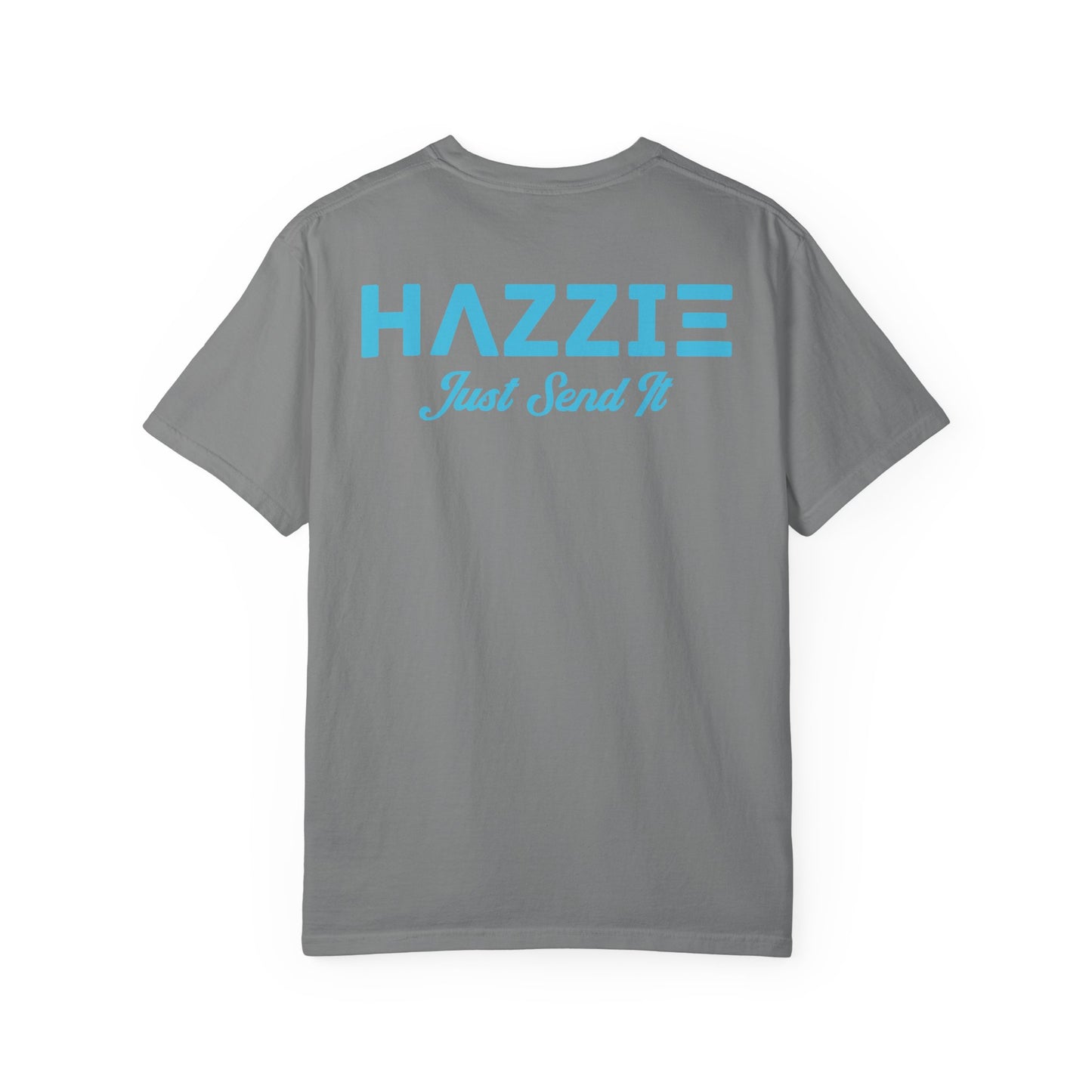 HAZZIE 'Just Send It' T-Shirt — Black & White Logo Front, Large Back Text