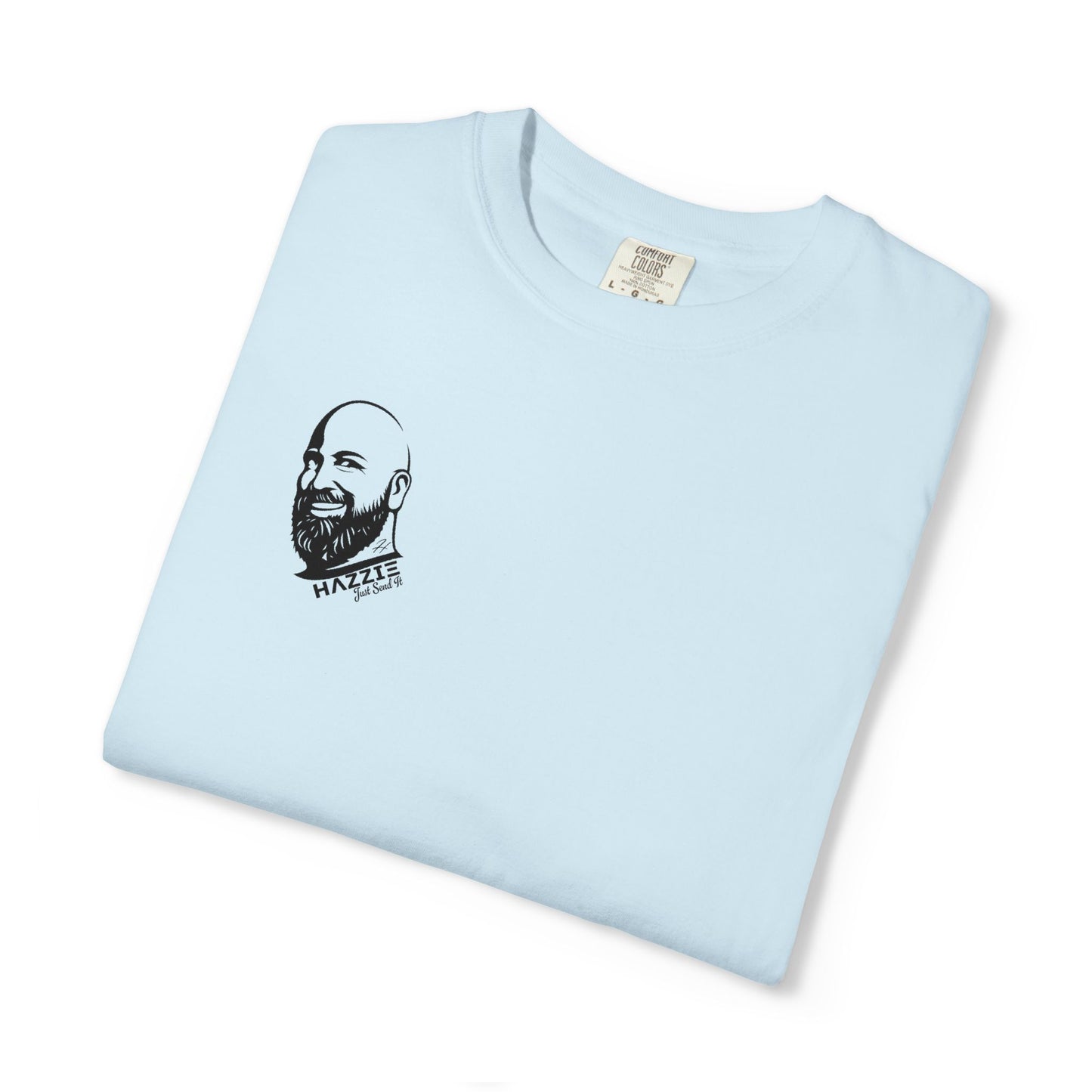 HAZZIE 'Just Send It' T-Shirt — Black & White Logo Front, Large Back Text