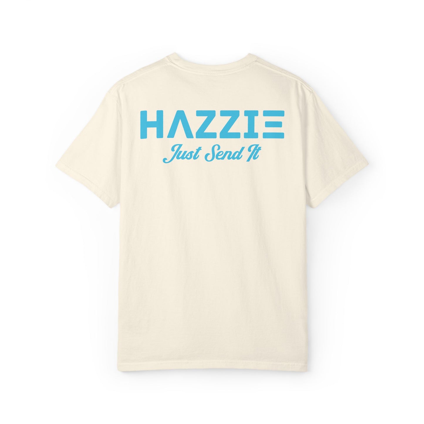 HAZZIE 'Just Send It' T-Shirt — Black & White Logo Front, Large Back Text