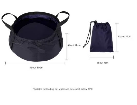 2PCS Black 8.5L Portable Folding Water Basin - Collapsible Bucket with Carry Bag for Camping & Travel